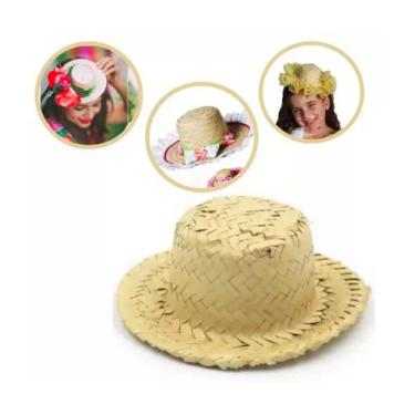 Imagem de 10 Mini chapéus de palha - Protetor Para Celular - Tiara - Doces - Fes