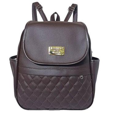 Imagem de Bolsa feminina caramelo tipo mochilinha com alças de costas e bolsos p