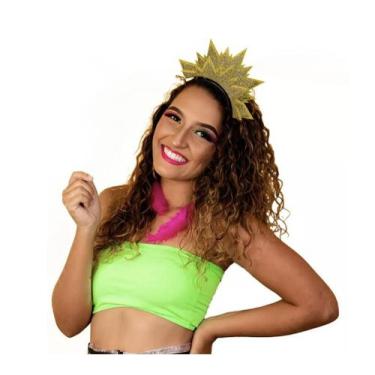 Imagem de Tiara Carnaval SOL EVA Glitter Dourado 19 cm Vivarte - Inspire sua Fes