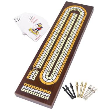 Imagem de Wooden Cribbage Board Game Set,Solid Wood 3 Track Cribbage Board,Magnetic Storage for 9 Metal Pegs,Deck of Playing Cards,Fun Table Game,Game Night, Travel (Instruction Included)