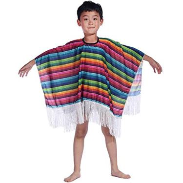 Imagem de Poncho Mexicano Infantil Fantasia de Poncho Serape Mexicano Tradicional Mexicano Poncho Serape para Crianças Fantasia de Poncho Serape para Crianças Festa Tema Festa Mexicana