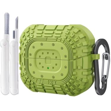 Imagem de MOFREE Capa compatível com Samsung Galaxy Buds 3/Galaxy Buds 3 Pro (2024), design engraçado de pneu automático, capa protetora de silicone macio à prova de choque com kit de limpeza e mosquetão -