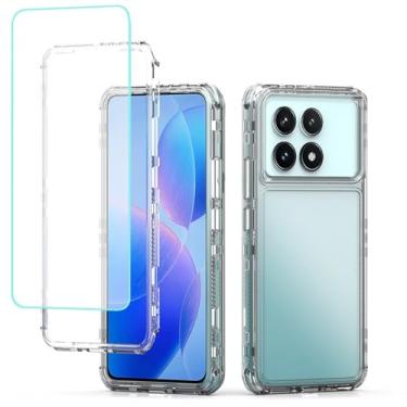 Imagem de Yodueiv Capa para Redmi K70E, Xiaomi Poco X6 Pro 5G com protetor de tela de vidro temperado, capa protetora de telefone de corpo inteiro transparente com 3 camadas para Xiaomi Poco X6 Pro 5G