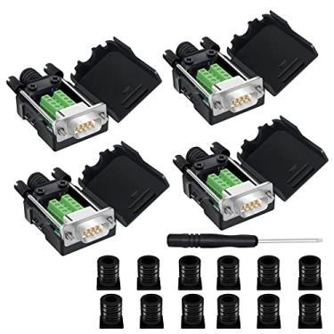 Imagem de YIOVVOM Conector de breakout DB9, DB9 sem solda RS232 D-SUB adaptadores seriais macho 9 pinos adaptador branco para conector terminal módulo de sinal com capa conjunto de 4
