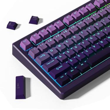 Imagem de Womier Teclas Shine Through PBT, teclas 60 75 perfil 100% cereja, conjunto de teclas personalizadas Doubleshot teclas, compatibilidade universal para teclado Cherry Gateron MX, roxo gradiente