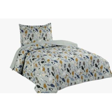 Imagem de Colcha Solteiro Kids Dupla Face 2,4 x1,6m Com Porta Travesseiro Menina