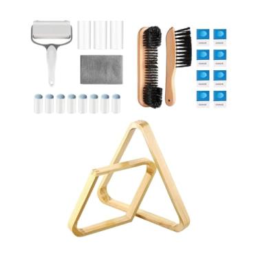 Imagem de Pegciuho Suporte Triangular de Bola de Bilhar de, Escovas de Mesa de Bilhar, Rolo de Cabelo, Pano de Polimento de Bilhar, Giz, Pacote, Madeira