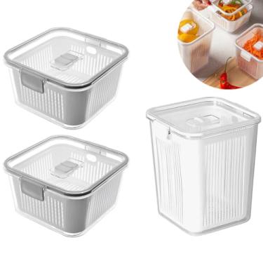 Imagem de Kit 3 Organizadores Geladeira Hermético | Para Armário Cozinha Geladeira | 5,770 Litros Com Tampa Hermética | Caixa Plástica para Legumes, Saladas, Alimentos e Vegetais | Paramount