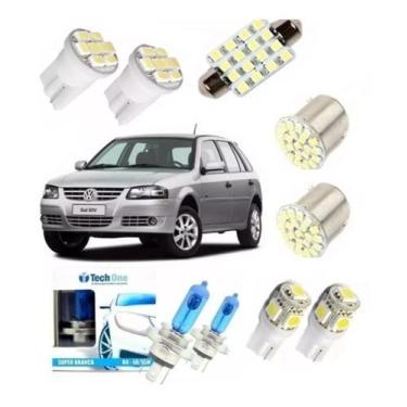 Imagem de Kit Lâmpadas Farol Super Branca E Leds Gol G2 G3 G4 Techone - Blue lio
