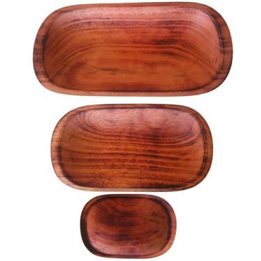 Imagem de Kit 3 Gamela Artesanal Madeira Rustica Para Petisco Churrasco Carnes -