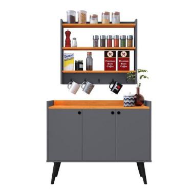 Imagem de Kit Casa Completa Aparador Buffet 3 Portas Pés Palito Wood New Armário