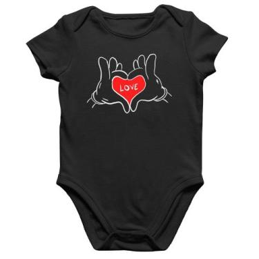 Imagem de Body Bebê Algodão Love Hands  - Foca na Moda, Preto, G