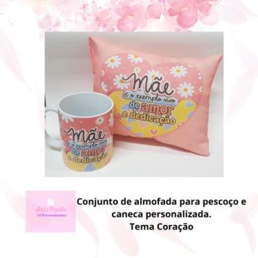 Imagem de Kit Dia das Mães: caneca de porcelana personalizada com almofada - art