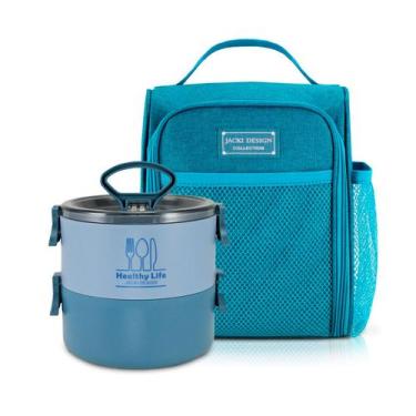 Imagem de Bolsa Térmica Lancheira Necessaire + Marmita Lanches Bebidas Fitness A