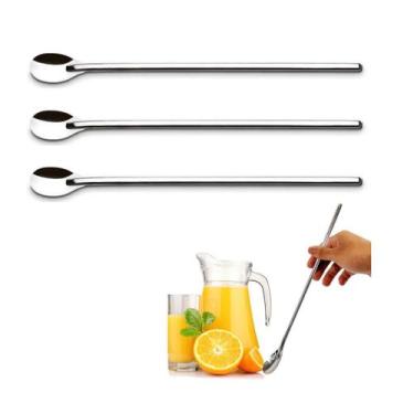 Imagem de 3un COLHER DE SUCO COQUETEL BEBIDAS BAILARINA INOX LONGA - Rio Tijucas