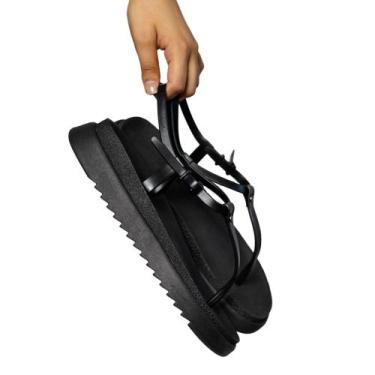 Imagem de Sandália Feminina Flat Anatômica Plataforma - Portgas, Preto, 38