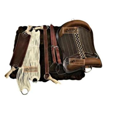 Imagem de 10x peças Montaria Completa  Sela Basto Marrom Cavalo Laço - SELARIA S