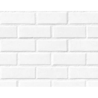 Imagem de Papel De Parede Tijolinho Branco Liso Autoadesivo Lavável 3D Luxo TJ-1