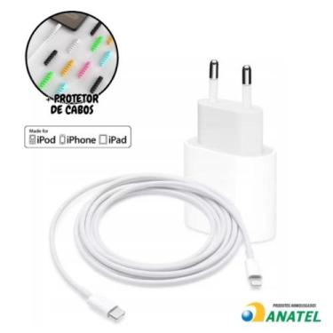 Imagem de Carregador Compativel iPhone Turbo 20w Cabo 2 Metros + Fonte Carga Ráp