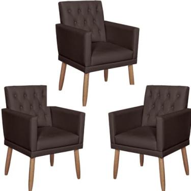 Imagem de Kit 3 Poltronas Capitone material sintético para Manicure Sala de Esta