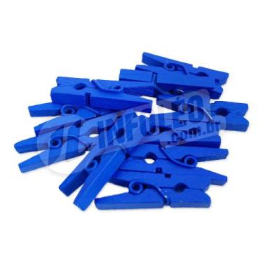 Imagem de Mini Pregador de Madeira Pequeno Azul Royal 25x7x4mm (Prendedor) - 10 