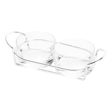 Imagem de Conjunto 2 Petisqueiras Redondas em Vidro com Suporte 9377 - Mimo Style