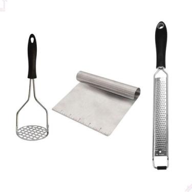 Imagem de Kit Chef Ralador Zester Fino - Espátula Inox - Amassador De Batatas Ri