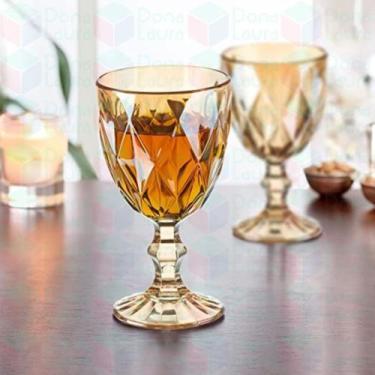 Imagem de 2 Taça Diamante Amabar Metalizada 330ML Buffet Vinhos Drinks - Class H