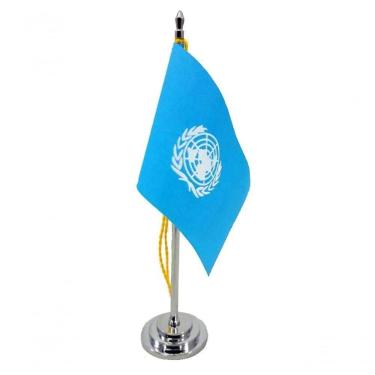 Imagem de Mini Bandeira De Mesa Da Onu 15 Cm Poliéster