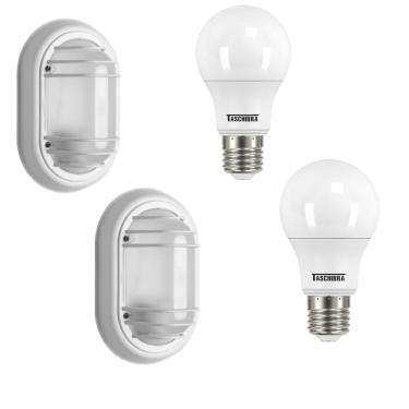 Imagem de Kit 2 Luminárias Arandelas Tartaruga Suprema Branca com Lâmpada 9w 6500k - Taschibra