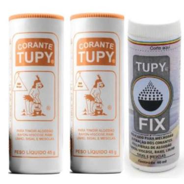 Imagem de Kit Linha Tupy 2 Corante + 1 Fixador Tupy Fix para Tingir Roupa DIVERS