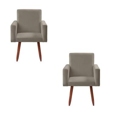 Imagem de KIT 2 Poltronas Decorativas - Cadeiras  Nina Veludo Chocolate - Star Confort