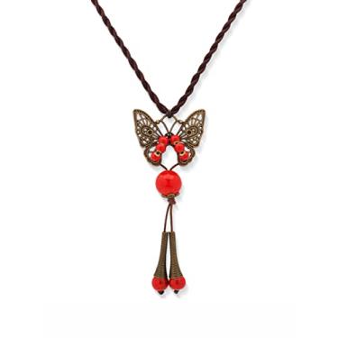 Imagem de MINACHI Colar de contas de cerâmica boêmio hippie lua estrelas, joia hippie presente para mulheres, Zinco, Sem Pedra Preciosa