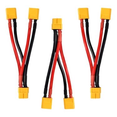 Imagem de TMH 3 peças XT60 Paralelo 12 AWG - 100 mm. Extensão de cabo conector de bateria Y divisor macho para fêmea para DJI Phantom RC modelo helicóptero quadricóptero