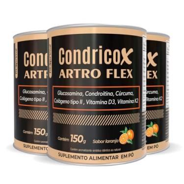 Imagem de Kit 3x Condricox Artro Flex Pó Solúvel 150g Glucosamina Condroitina Colágeno Tipo II Curcumina Vitamina D3 Vitamina K2