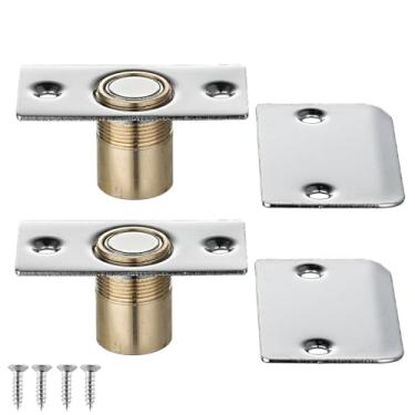 Imagem de JQK Ferragens magnéticas para captura de bola de porta de armário, trava de aço inoxidável 430 ajustável com placa de ataque, acabamento de aço polido, pacote com 2, HBC120-BN-P2