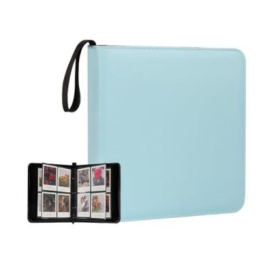 Imagem de Álbum de fotos portátil GOLDBARLEY com 240 bolsos para fotos Polaroid quadradas tipo i e Instax Wide (Azul-celeste)