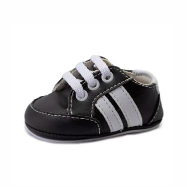 Imagem de Bebê-Sapatinhos recém-nascido e primeiros passos, forrado com tecido espumado14ao20 baby 1901B (Preto Branco, BR, Bebê, Numérico, 16)