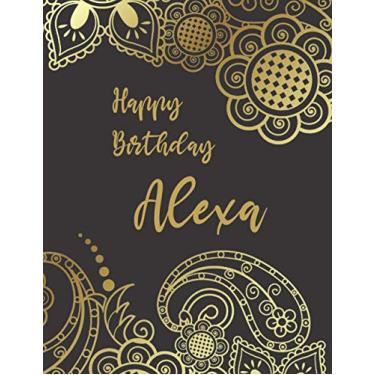Imagem de Happy Birthday Alexa: DOTTED Journal 8.5x11 LARGE Notebook A4 Luxurious MATTE Cover 120 Pages Dot Grid Paper Floral Name Gifts For Alexa Dot Graph Sketchbook