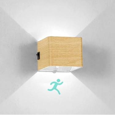 Imagem de Luminária de parede LED interna com sensor de movimento, luminária de parede com interruptor de botão, luzes de arandela recarregáveis, alimentadas por bateria, lâmpadas de cabeceira, quarto