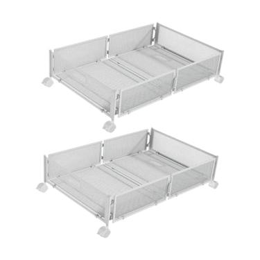 Imagem de Ｂｅｓｇａ Armazenamento sob a cama com rodas com alça Caixas de armazenamento de ferro resistente Fácil montagem Sapateira Recipientes para roupas Brinquedos, Branco 2pcs