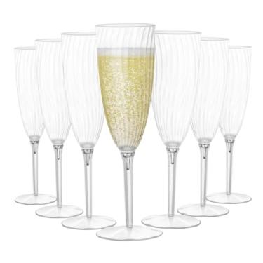 Imagem de Homvle Flautas de champanhe de plástico com 96 unidades, taças de champanhe de plástico descartáveis ​​de 6 onças, taças de vinho de plástico de construção de 1 peça para festas/casamento