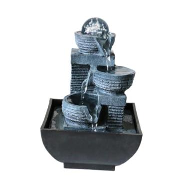 Imagem de Bothyi Ornamento decorativo de fonte de água de mesa, ornamento de água corrente, casa com LED, escritório, sala de chá, quarto, interno, USB, cachoeira, Style a