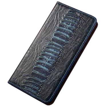 Imagem de HAO RIYLN Capa carteira para Samsung Galaxy S25 Ultra/S25 Plus/S25, capa flip magnética à prova de choque com suporte para cartão, capa de couro legítimo, azul, S25 Ultra