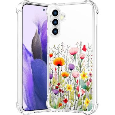 Imagem de CCFUNCASE Compatível com Samsung Galaxy S24+ Plus / S25+ Plus Capa transparente fofa para mulheres - Capas de telefone robustas Funda Capa protetora (amarelo floral campo primavera)