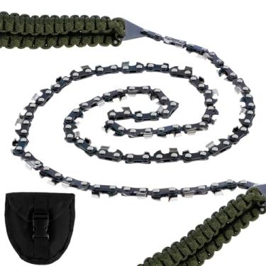 Imagem de Motosserra de bolso 91,4 cm, 48 dentes/16 dentes, motosserras com alça de paracord, serra de corrente de mão dobrável, serra portátil de sobrevivência para corte de madeira, acampamento, caminhada,