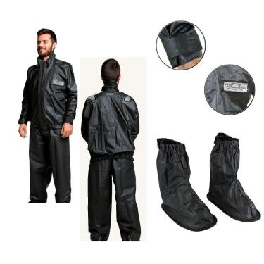 Imagem de Kit Capa Impermeável Califórnia Racing  Jaqueta Calça Pvc Moto + Polaina Piraval-Unissex