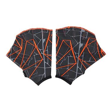 Imagem de Almencla 1 par nadadeiras de natação de silicone com membranas de mão nadadeiras com membranas para com snorkel, cinza laranja S