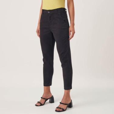 Imagem de Calça Jeans Color Mom Cintura Alta Pregas Preta - Bloom, Preto, 36