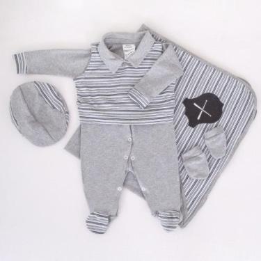 Imagem de Saída Maternidade para Bebê Menino Brasão Luxo 5 peças - AVM Enxovais,